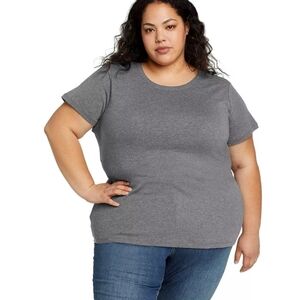 Eddie Bauer Gray Cotton Round Neck Women's T-shirt Size XL